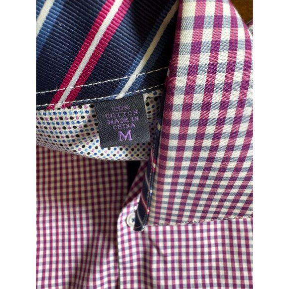 Michelsons London Red Check Pattern Button Down Shirt Men's Medium - Picture 6 of 7